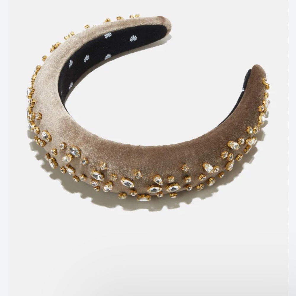 Elegant Brown Velvet Headband with Crystal Accents